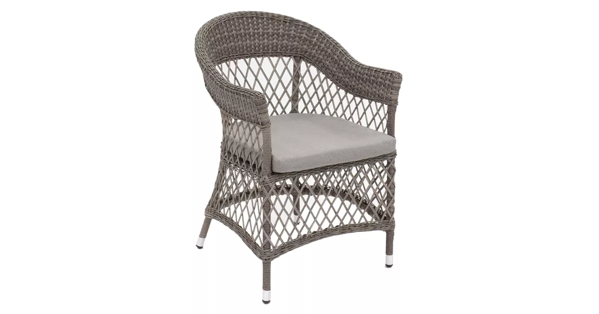 Aks Graz Diningsessel Polyrattan Kunstoffgeflecht Aluminium Grey Shell