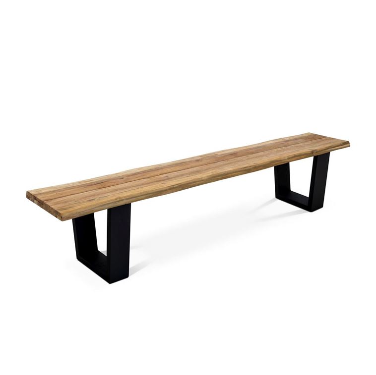 Sitzbank L 220 cm B 40 cm H 46 cm aus recyceltem Teakholz