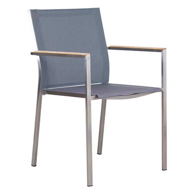 Diningsessel L 57 cm B 56 cm H 88 cm mit Teakholz Armlehne, stapelbar