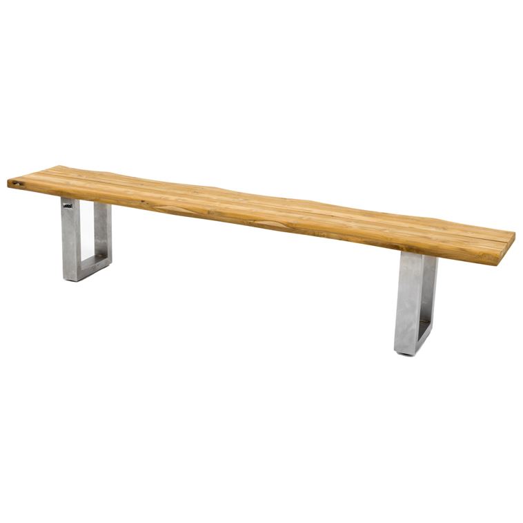 Sitzbank L 220 cm B 40 cm H 45 cm aus recyceltem Teakholz