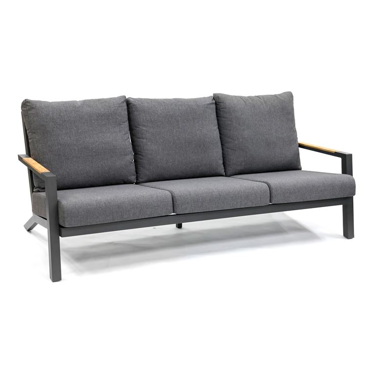 Loungesofa L 205 cm B 92 cm H 79 cm Teak Armlehne, inkl. Kissen